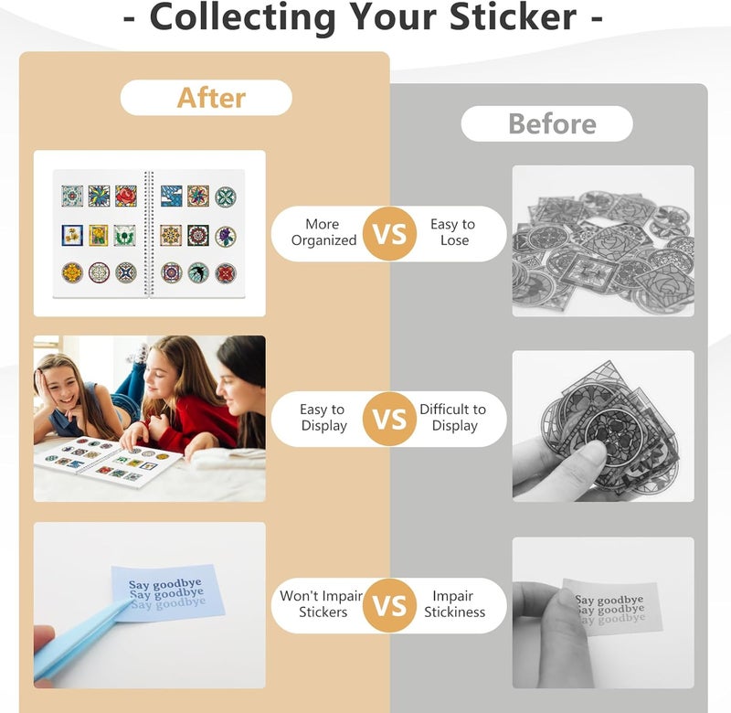 Ruatu Large Reusable Sticker Book Collecting Album 8.5×11 Inch Sticker Collection Storage Book with 40 Sheets Blank Release Paper, Restickable Stickers Organizer Notebook with Tools (Clear) - Image 4